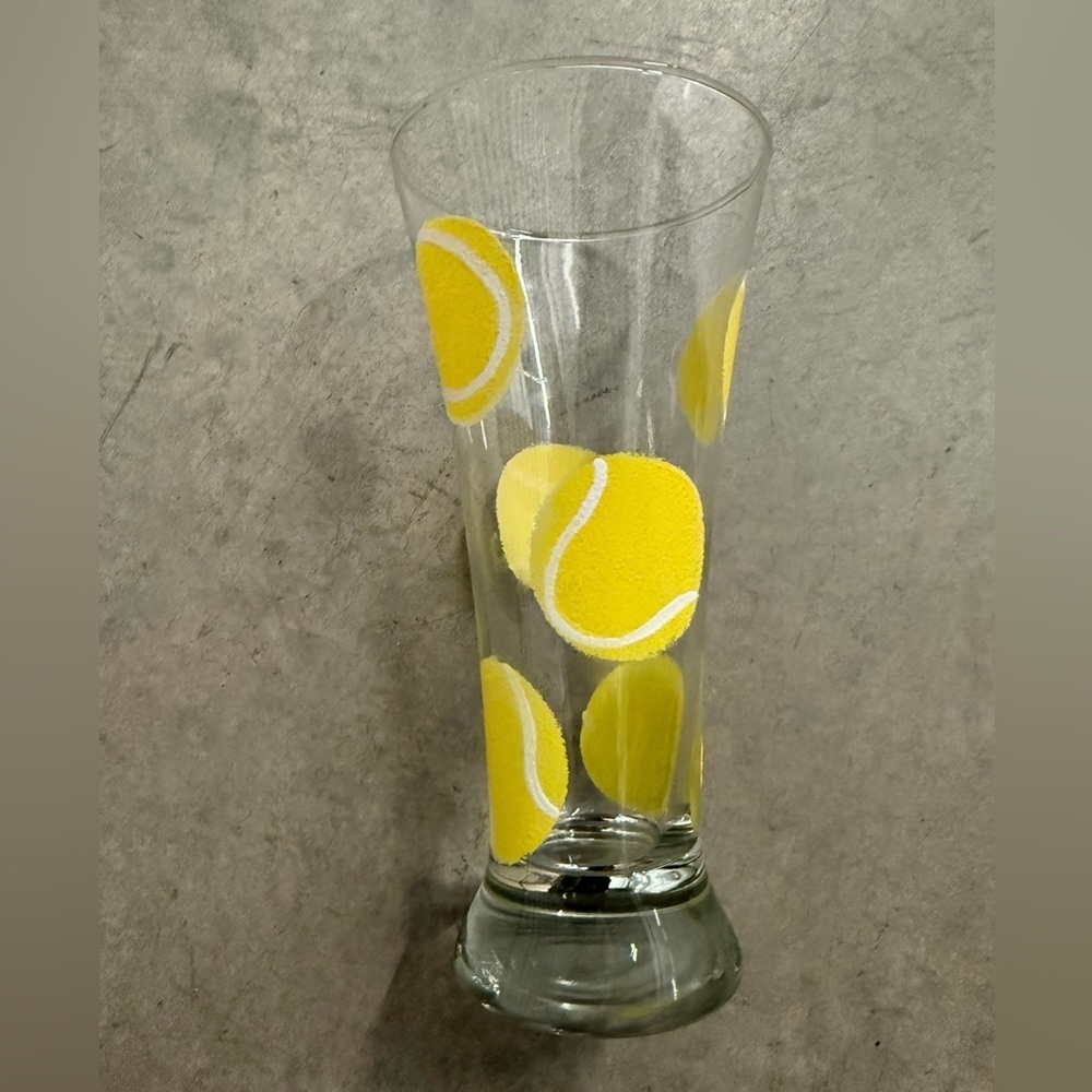 Beer Glass with Hand Painted Tennis Balls